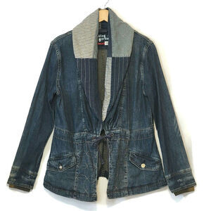 Anthropologie Holding Horses Patchwork Distressed Boho Denim Jacket Casual S